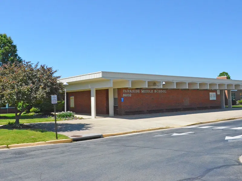 Parkside Middle School building entrance