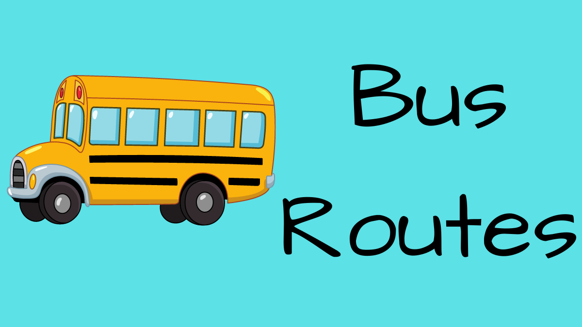 Image of bus with text "bus routes"