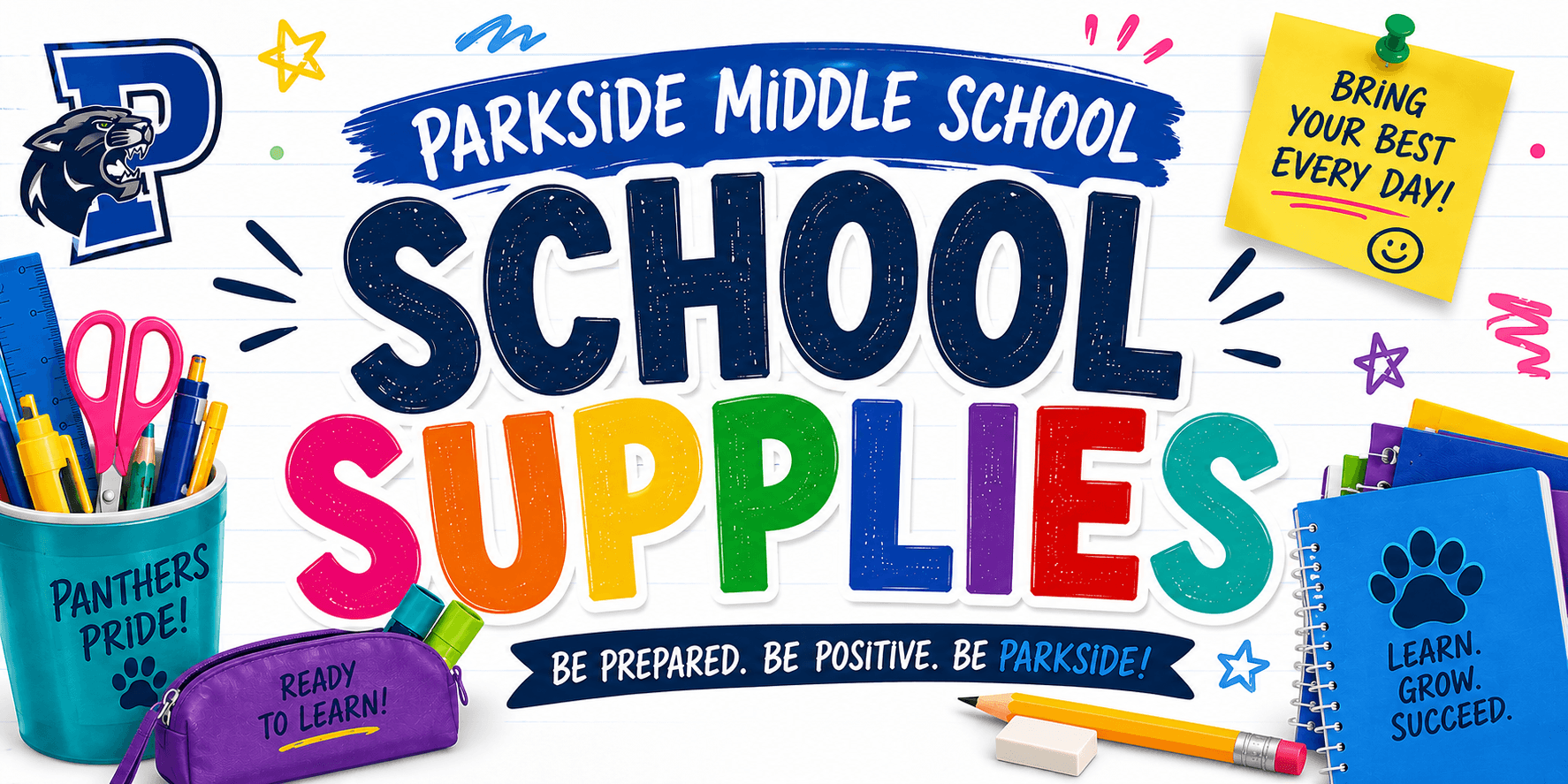 School Supplies for Parkside Middle School for the 2026-27 school year